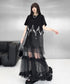 Black Mesh Layered Skirt